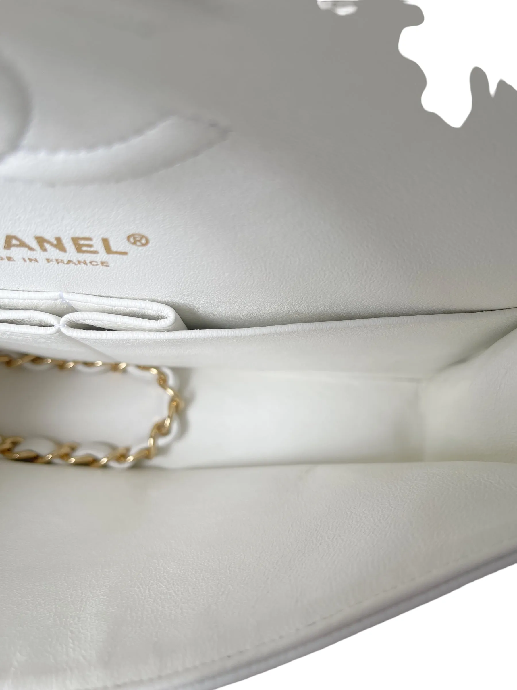 CHANEL WHITE CAVIAR MEDIUM CLASSIC 2.55 DOUBLE FLAP BAG