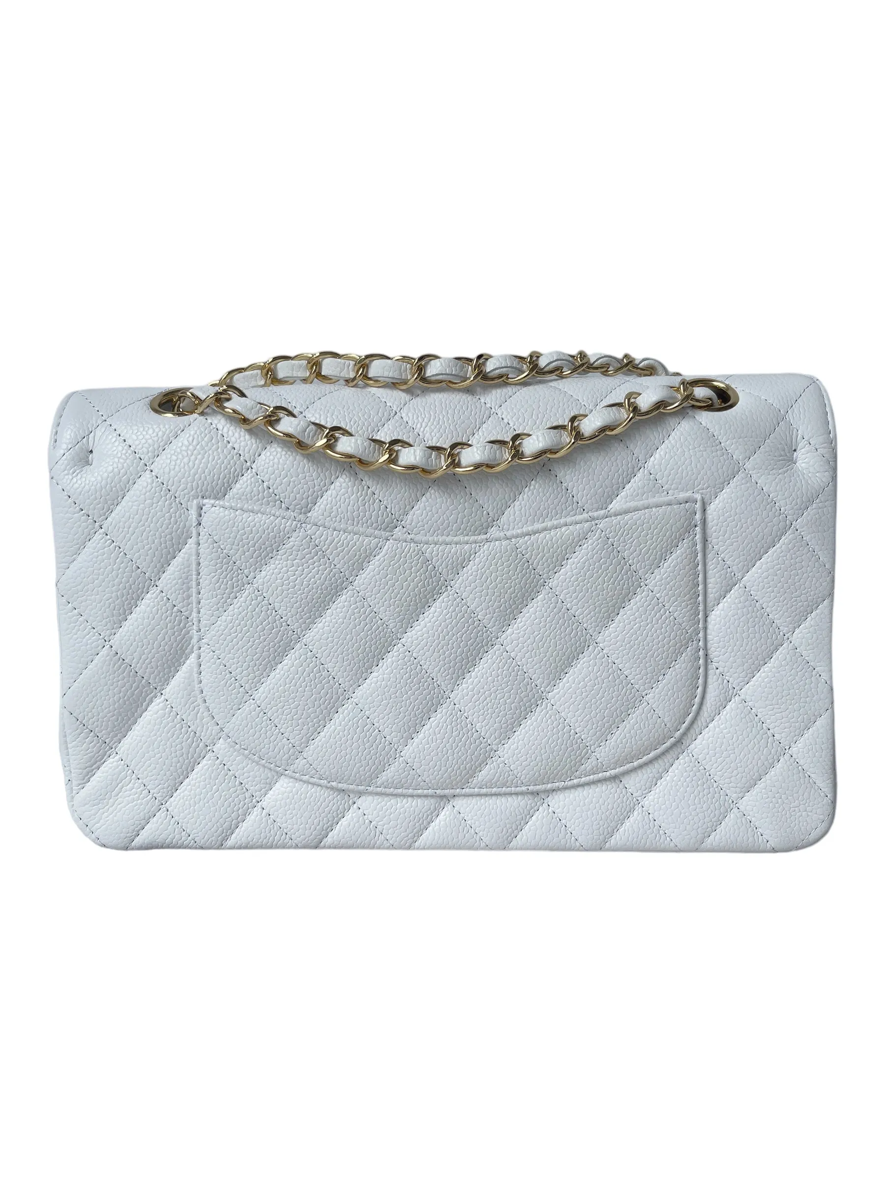 CHANEL WHITE CAVIAR MEDIUM CLASSIC 2.55 DOUBLE FLAP BAG