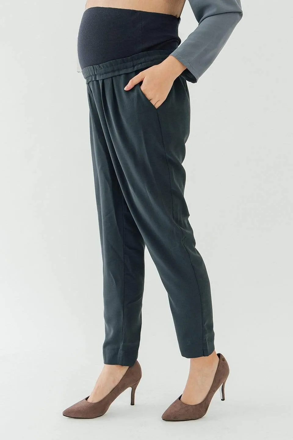 Chavela High Waist Semi-Baggy Maternity Pants Black