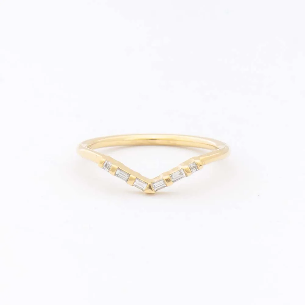 Chevron Wedding Ring with Baguette Diamonds