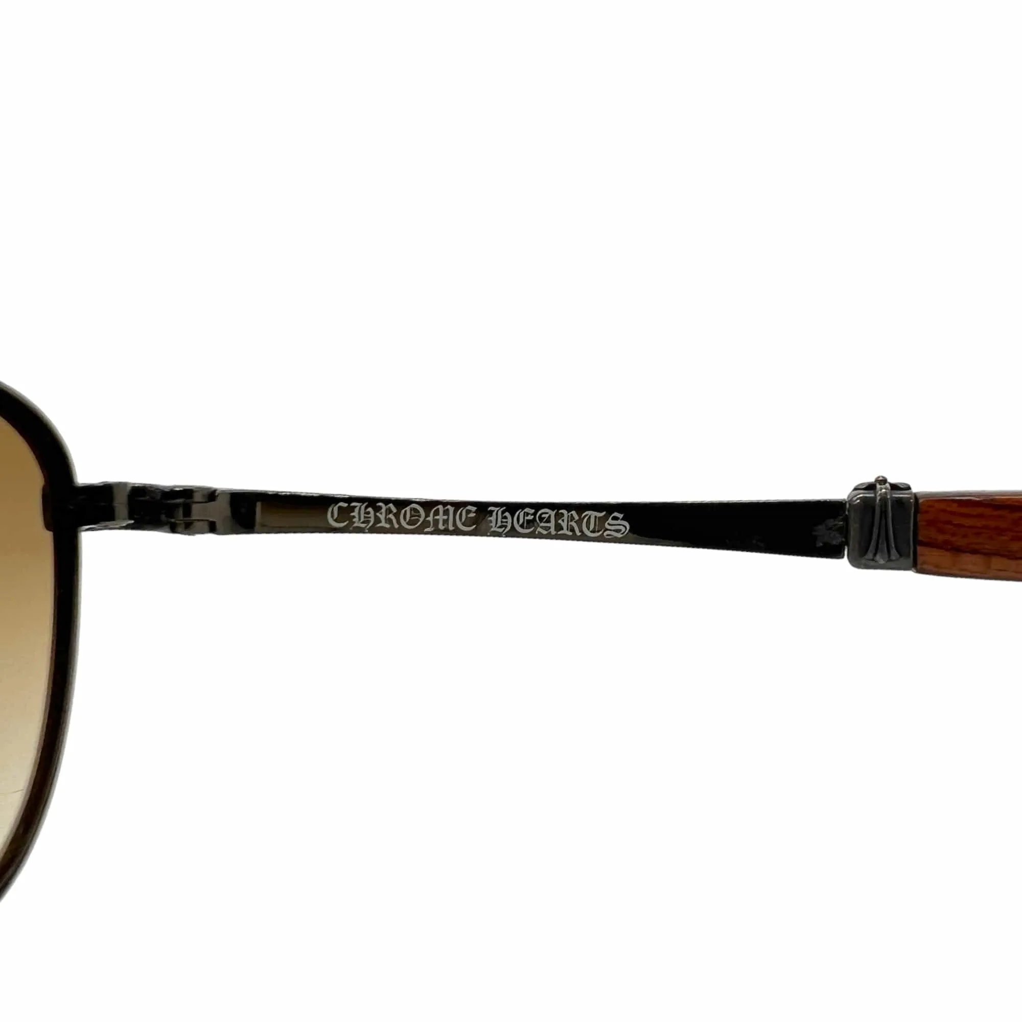 CHROME HEARTS Authentic Unisex Sunglasses with Wooden Temples