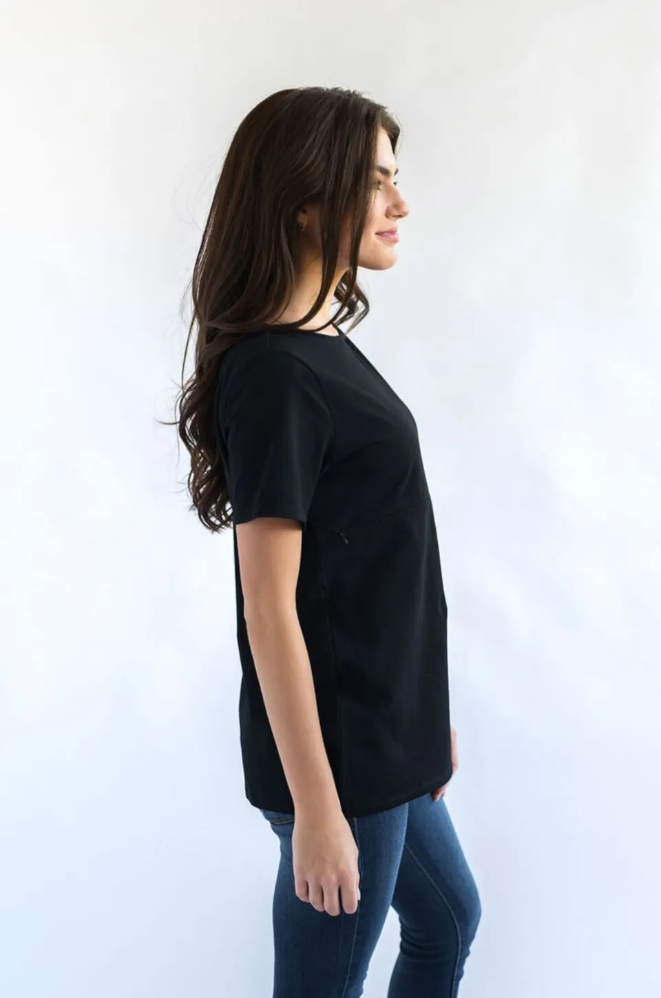 Classic Cotton Nursing Tee - Solid Black