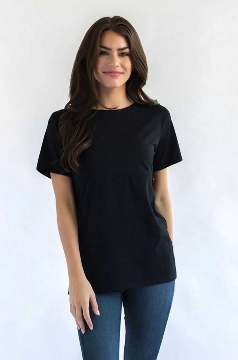 Classic Cotton Nursing Tee - Solid Black