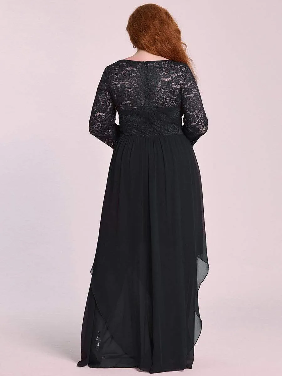 Classic Floral Lace Mother Dress with Long Sleeve