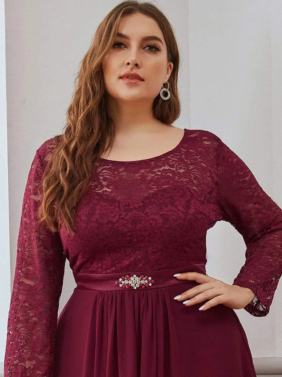 Classic Floral Lace Mother Dress with Long Sleeve