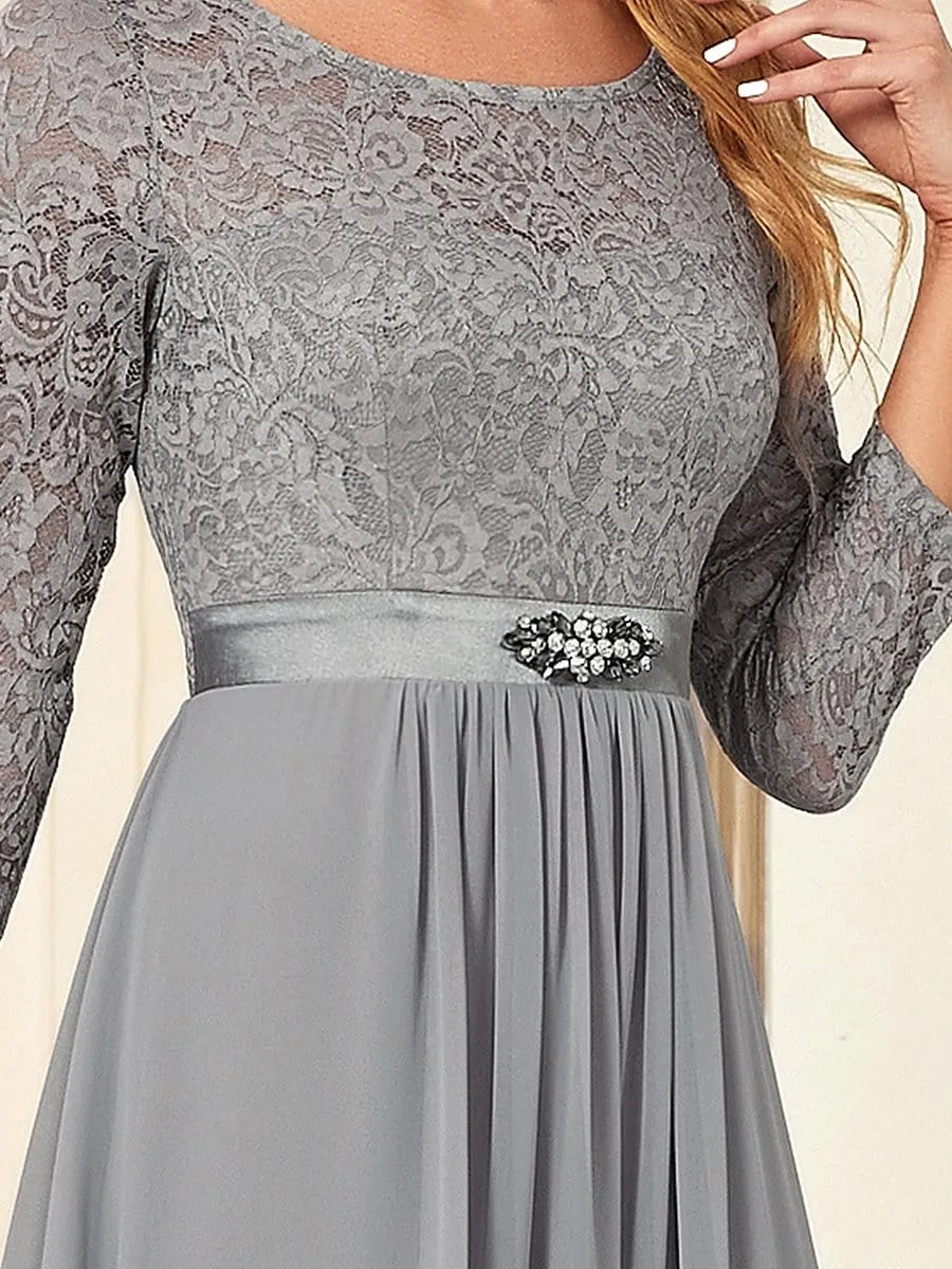 Classic Floral Lace Mother Dress with Long Sleeve