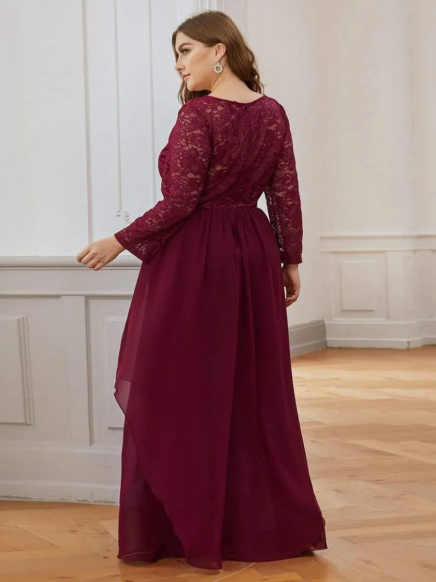 Classic Floral Lace Mother Dress with Long Sleeve