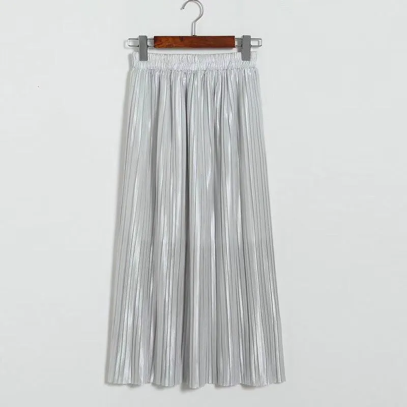 Classic Flowy Chiffon Pleated Midi Skirt Long Length