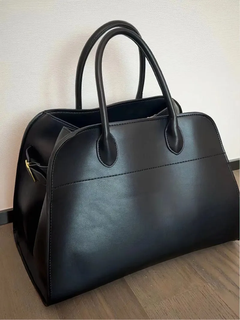 Classic Structured Top Handle Transport Tote Bag In Faux Leather