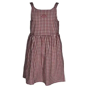 Constance Gingham Culver Dress - Youth - Maroon / White