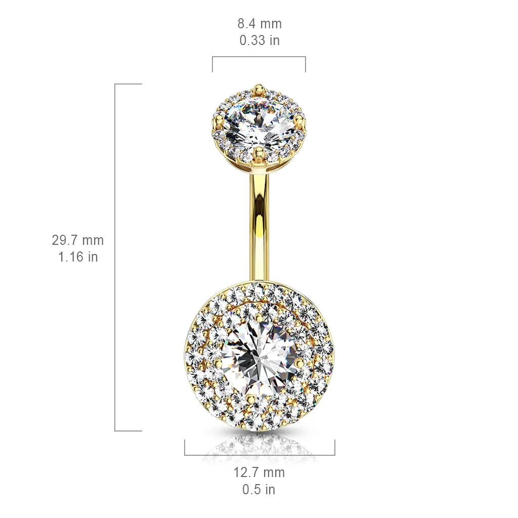 Crowned Jojo Halo Belly Bar with Gold Plating