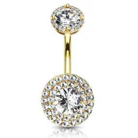 Crowned Jojo Halo Belly Bar with Gold Plating