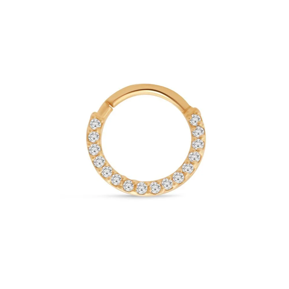 Cubic Zirconia Studded Clicker Hoop