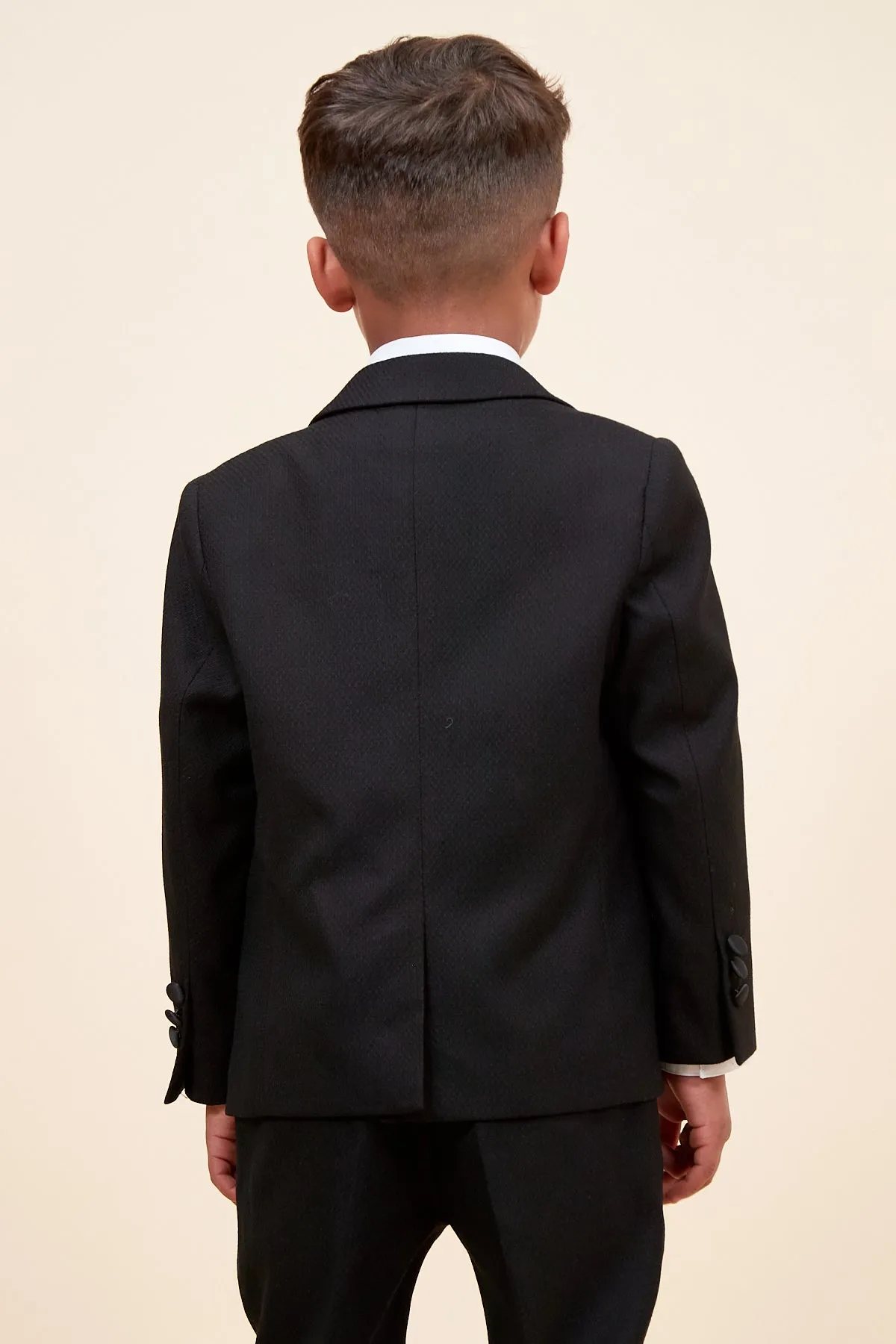 DALTON - Children's Black Tux Lapel Diamond Three Piece Suit