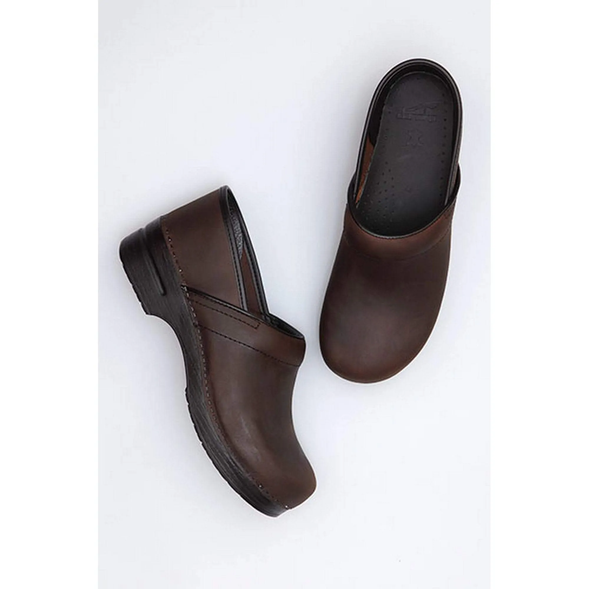 DANSKO WIDE Professional Brown Oiled Leather Clogs