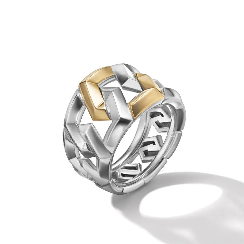 David Yurman Carlyle Ring in Sterling Silver with 18K Yellow Gold