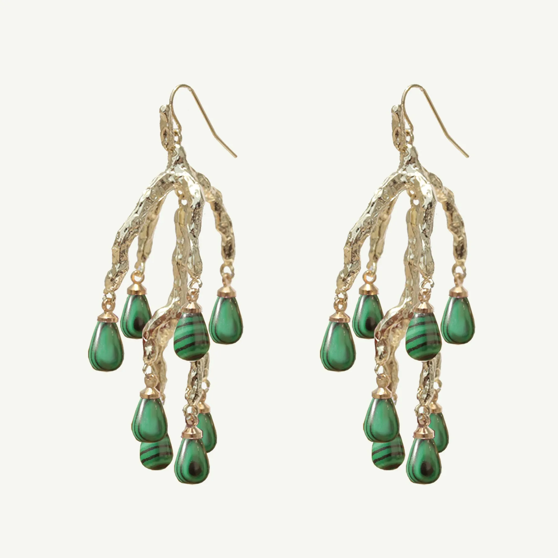 Delia Malachite Statement Earrings Large