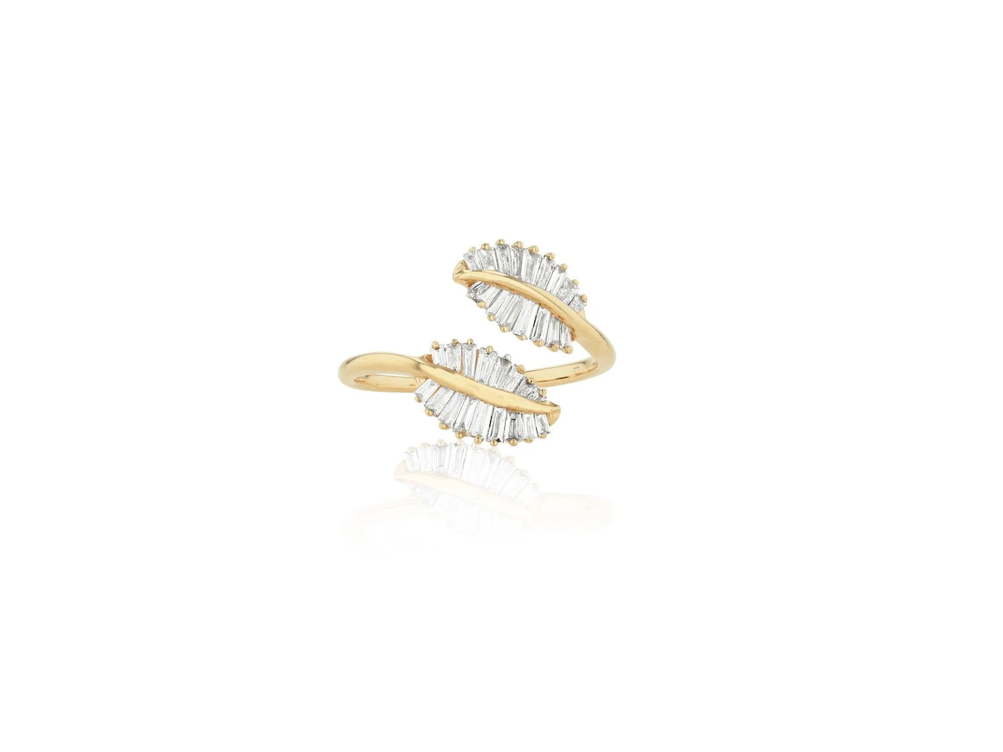 Diamond Baguette Bypass Leaf ring