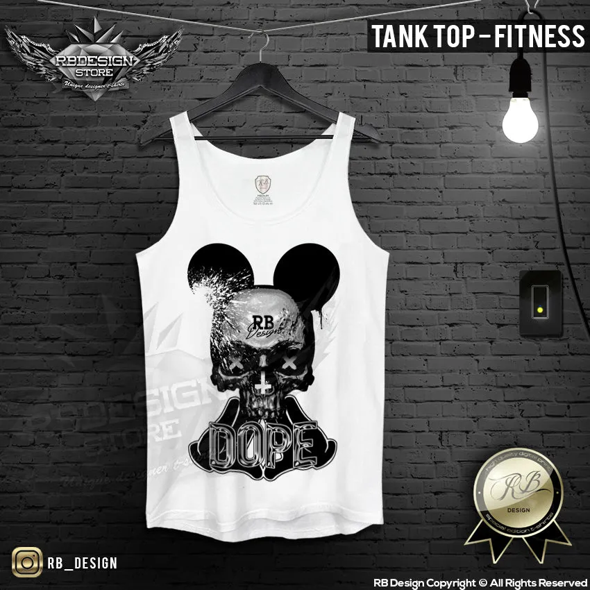 Dope Hands Men T-shirt Mickey Skull RB Design Tank Top MD574 BLACK