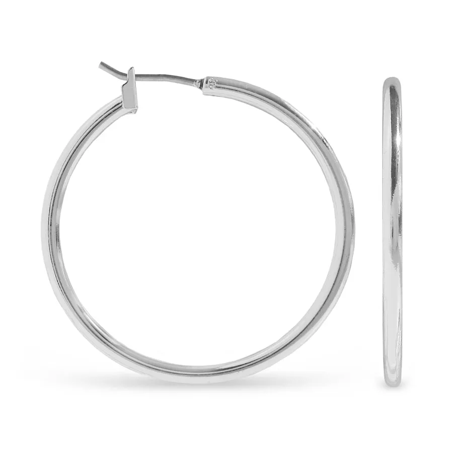 Ear Sense Earring F495-2 30mm Silver Click Hoops