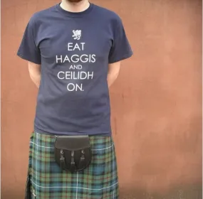 Eat Haggis 'Eat Haggis & Ceilidh On' T shirt - Navy