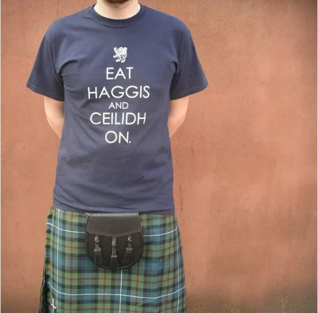 Eat Haggis 'Eat Haggis & Ceilidh On' T shirt - Navy