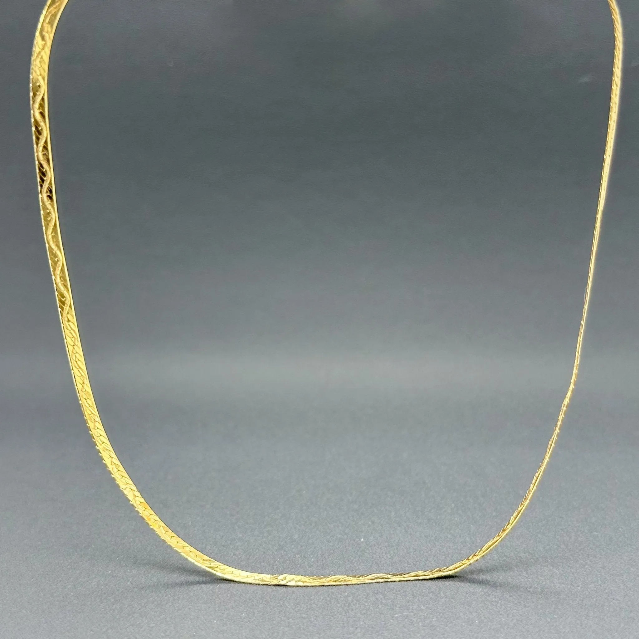 Estate 18K Y Gold 1.98mm 24” Fancy Herringbone Chain