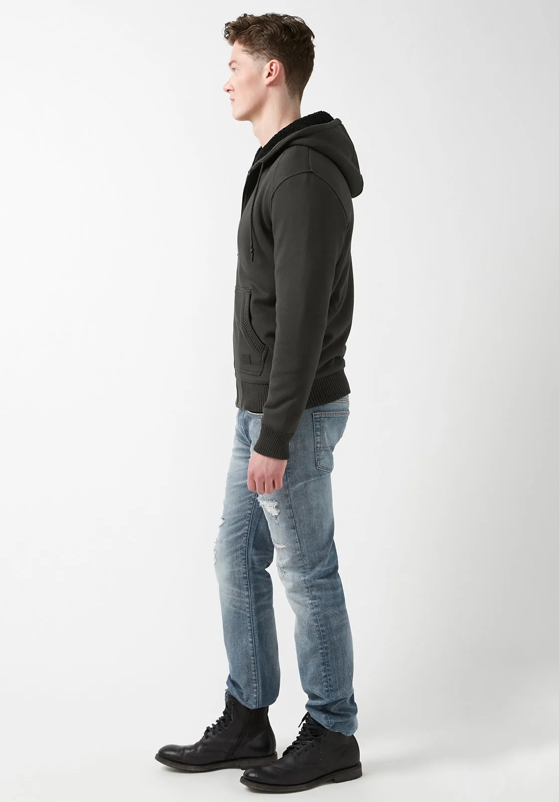 Fasox Men’s Hoodie Sherpa Sweatshirt in Charcoal - BM24161