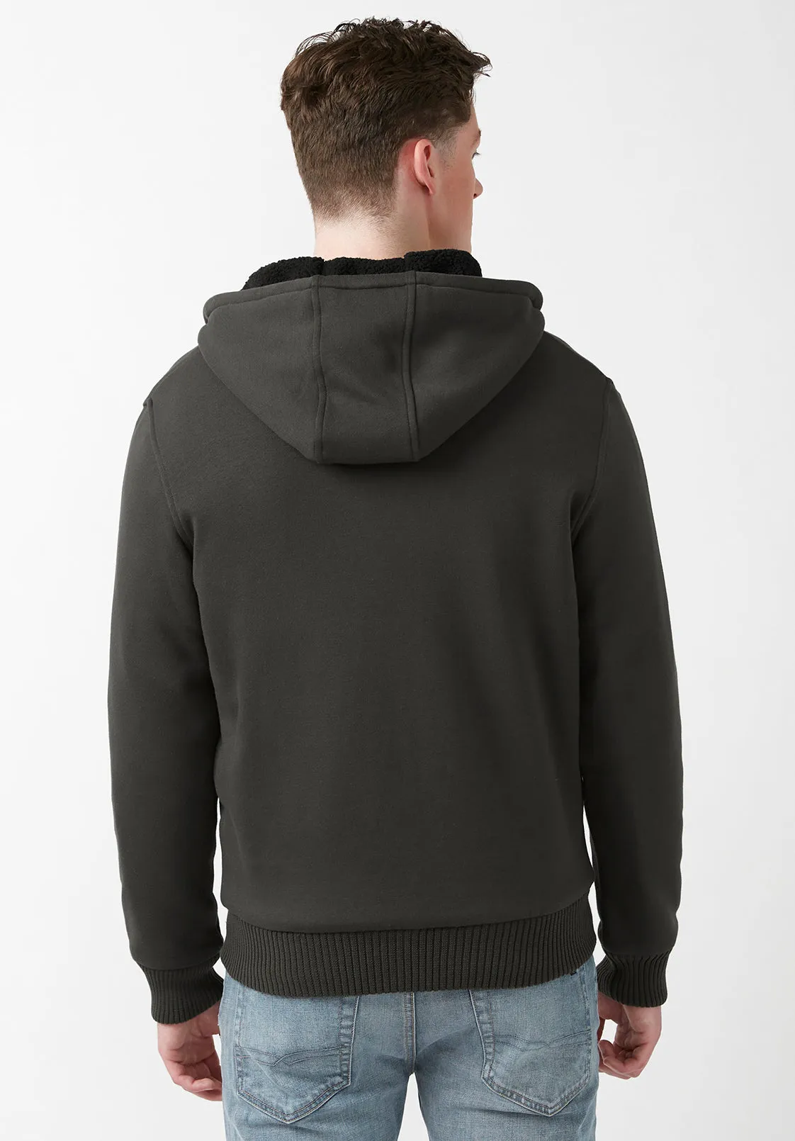 Fasox Men’s Hoodie Sherpa Sweatshirt in Charcoal - BM24161