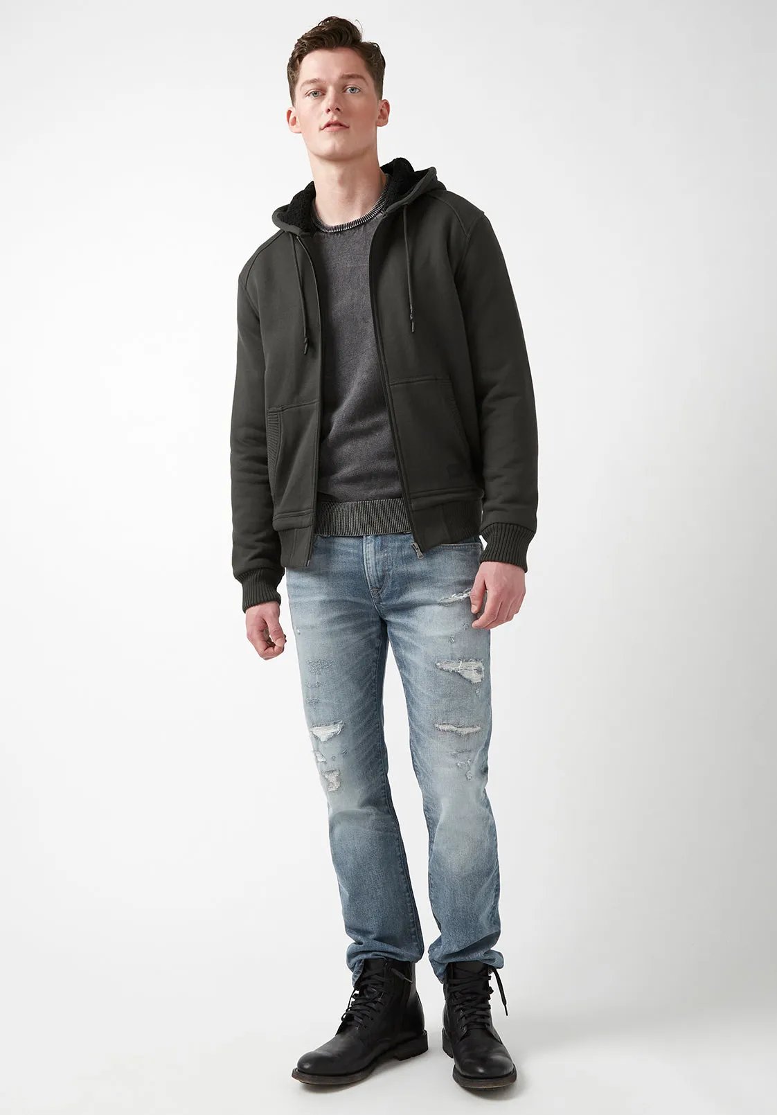 Fasox Men’s Hoodie Sherpa Sweatshirt in Charcoal - BM24161