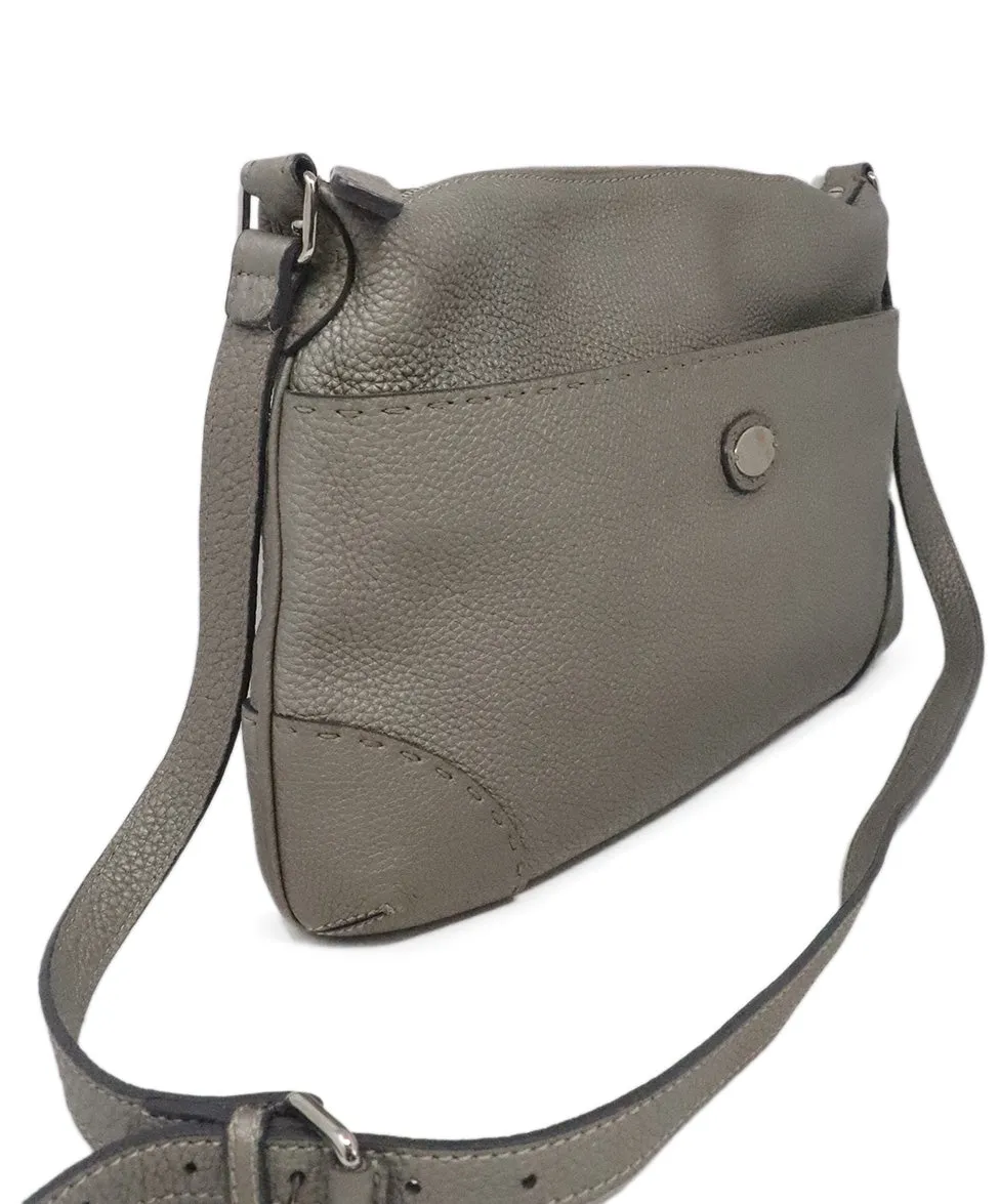 Fendi Grey Leather Selleria Crossbody