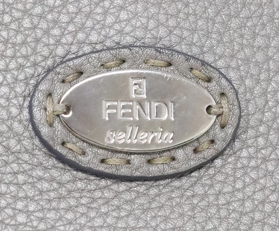 Fendi Grey Leather Selleria Crossbody