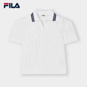 FILA CORE WHITE LINE EMERALD Women Short Sleeve Polo in White