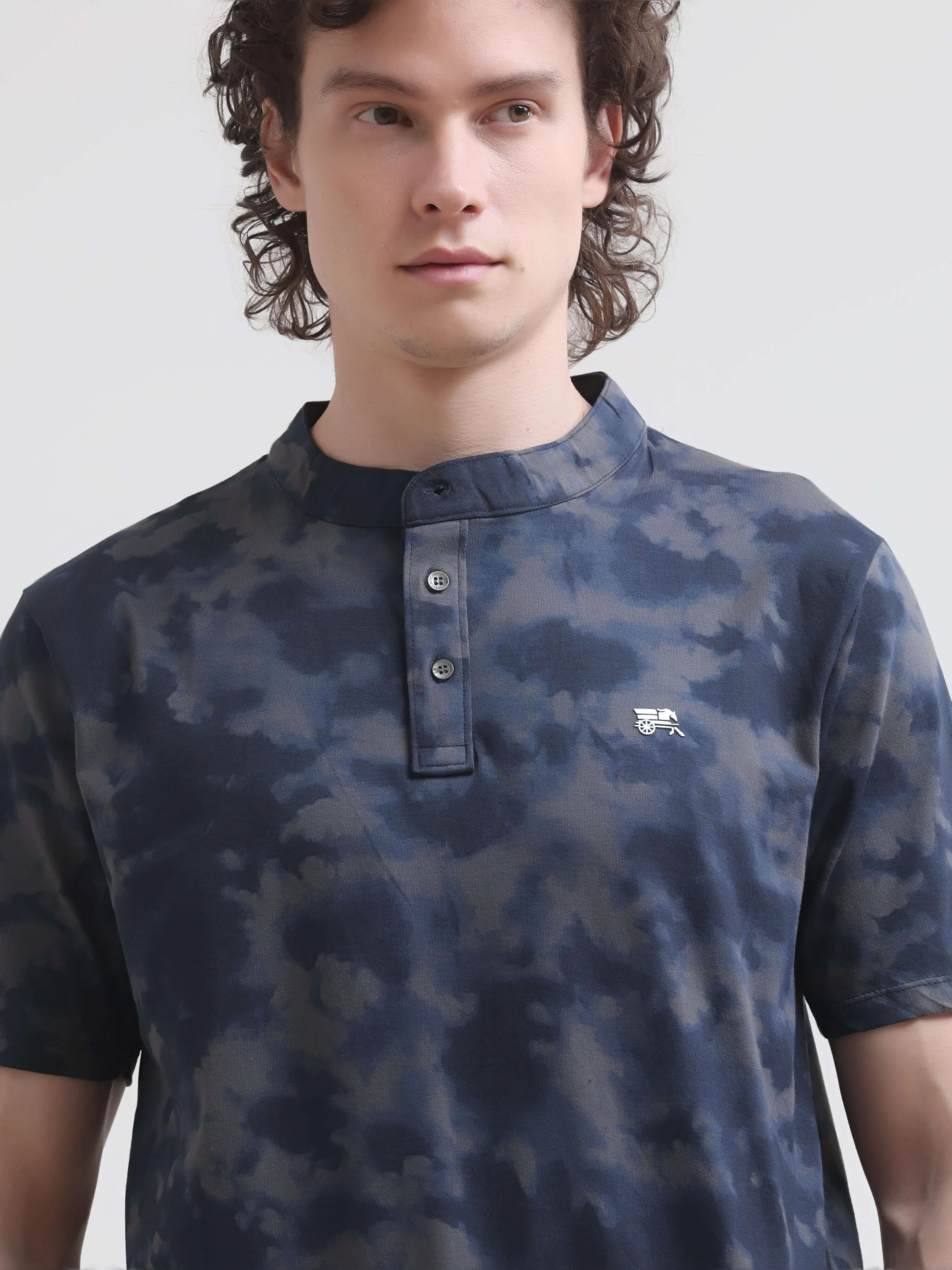 Foge blue water color henley tshirt