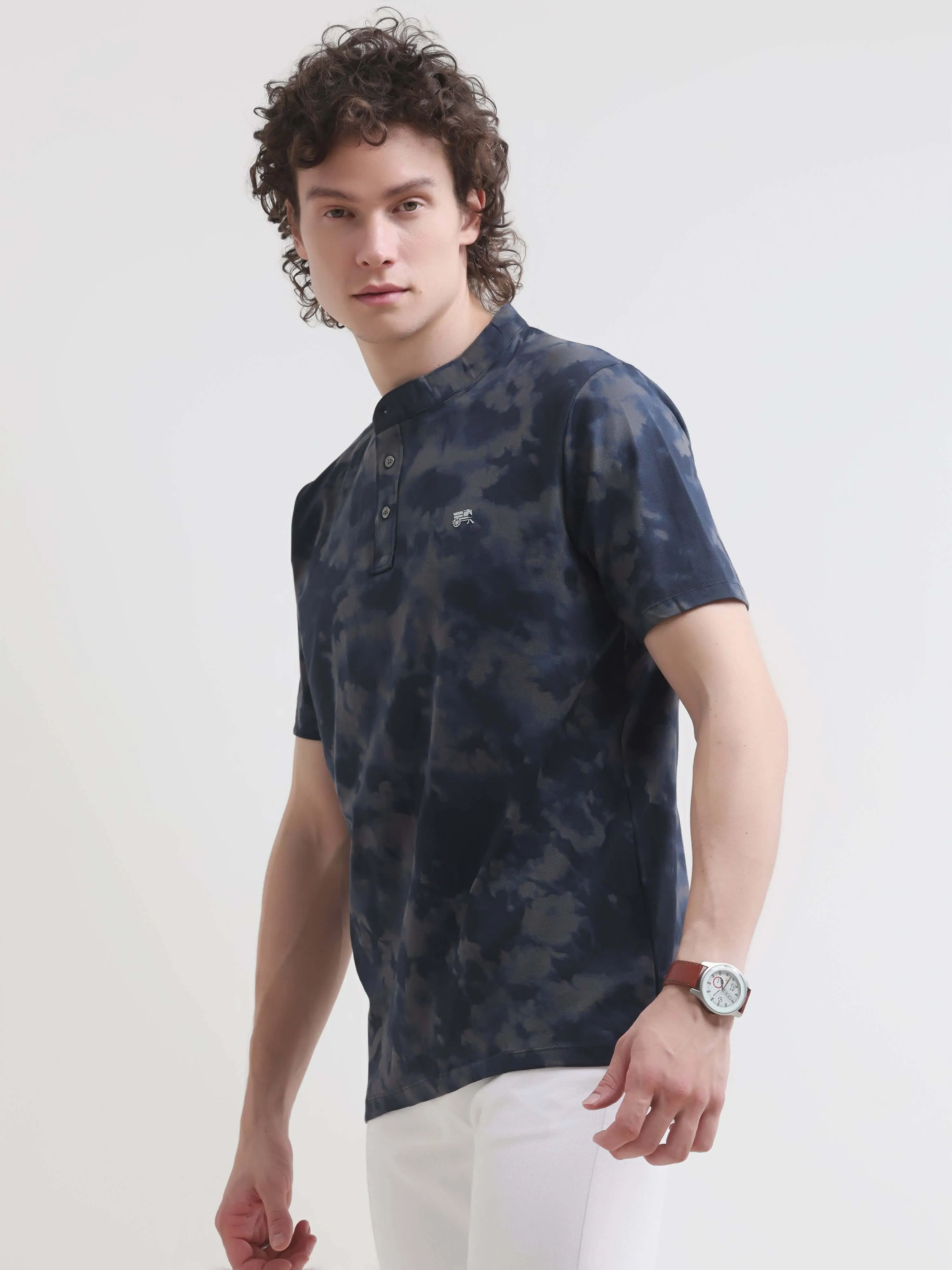 Foge blue water color henley tshirt