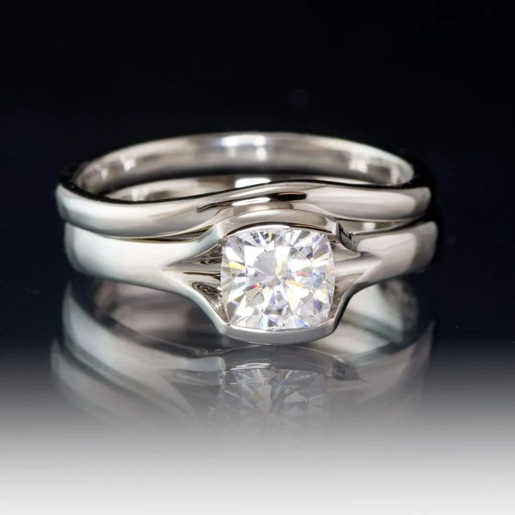 Fold Semi-Bezel Set Solitaire Engagement Ring - Setting only