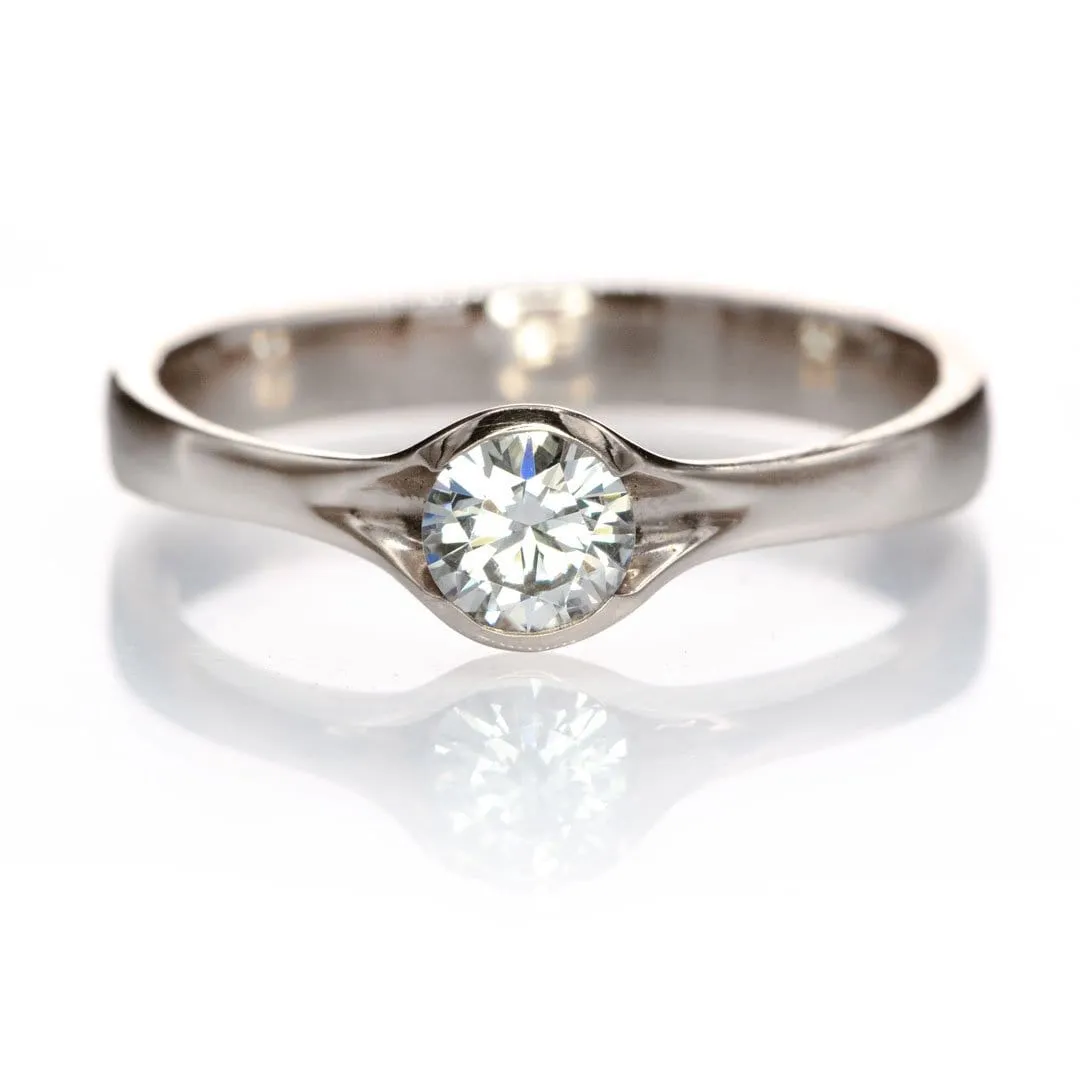 Fold Semi-Bezel Set Solitaire Engagement Ring - Setting only