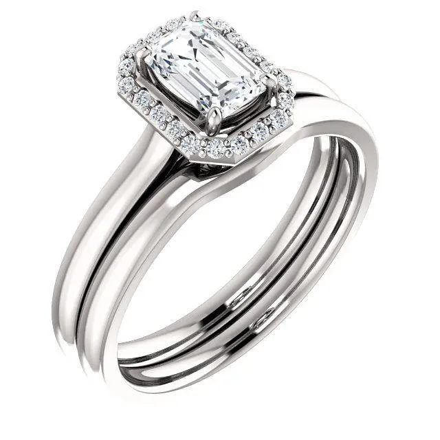 Four-Prong High-Set Diamond Engagement Ring W/ Band