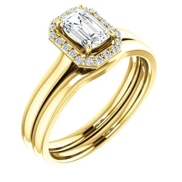 Four-Prong High-Set Diamond Engagement Ring W/ Band