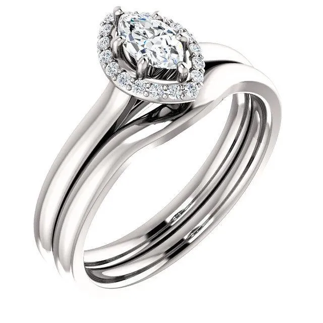 Four-Prong High-Set Diamond Engagement Ring W/ Band