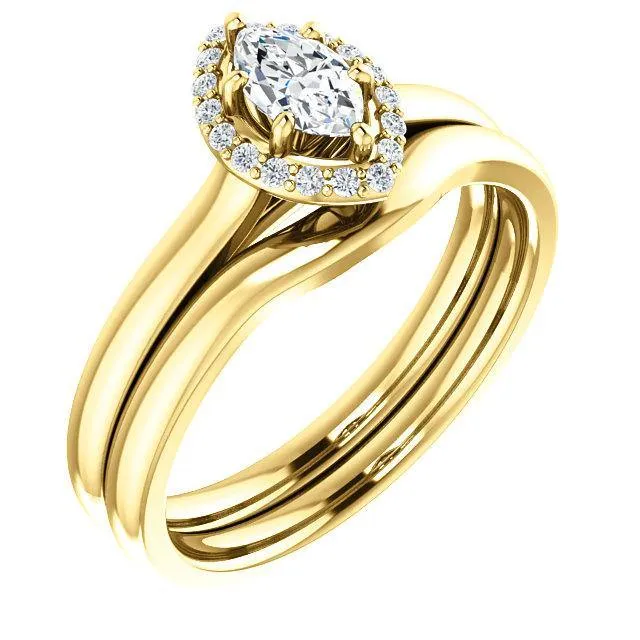 Four-Prong High-Set Diamond Engagement Ring W/ Band