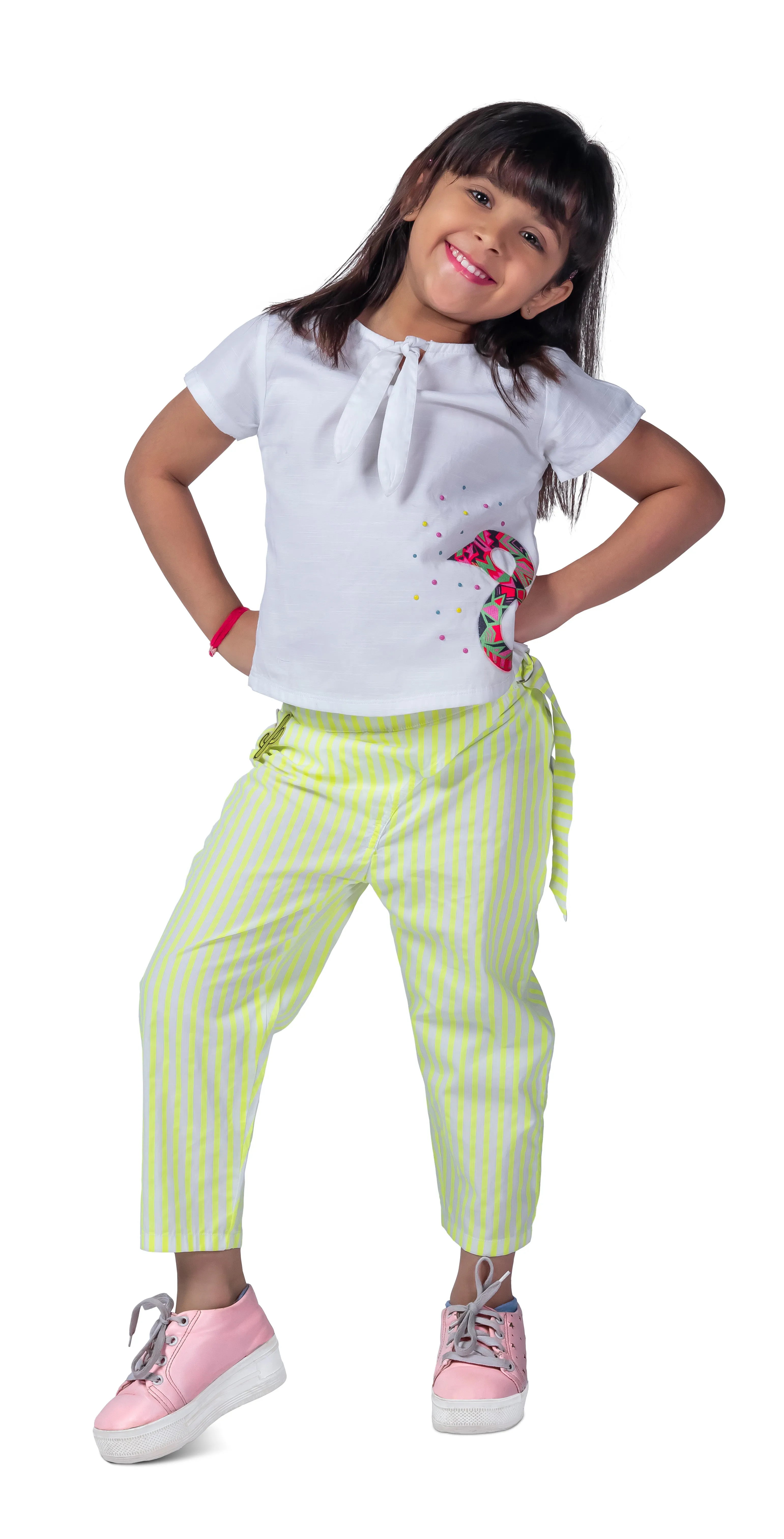 Girls Yellow Cotton Pant