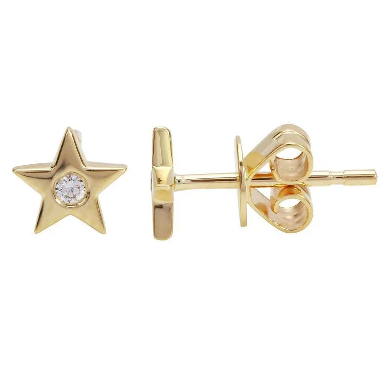 Gold & Diamond Star Earring