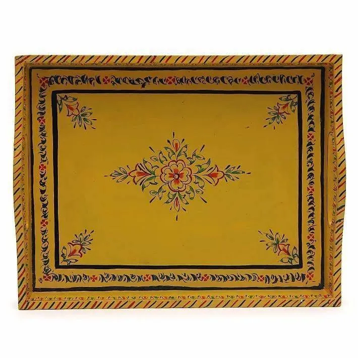 Hand-Painted Kitchen Tray In Yellow