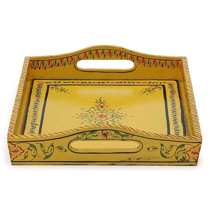 Hand-Painted Kitchen Tray In Yellow