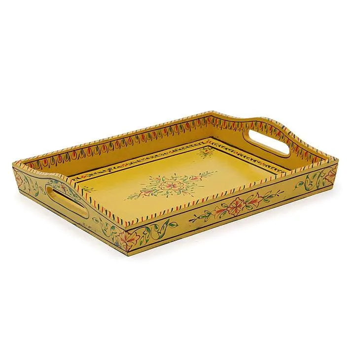 Hand-Painted Kitchen Tray In Yellow