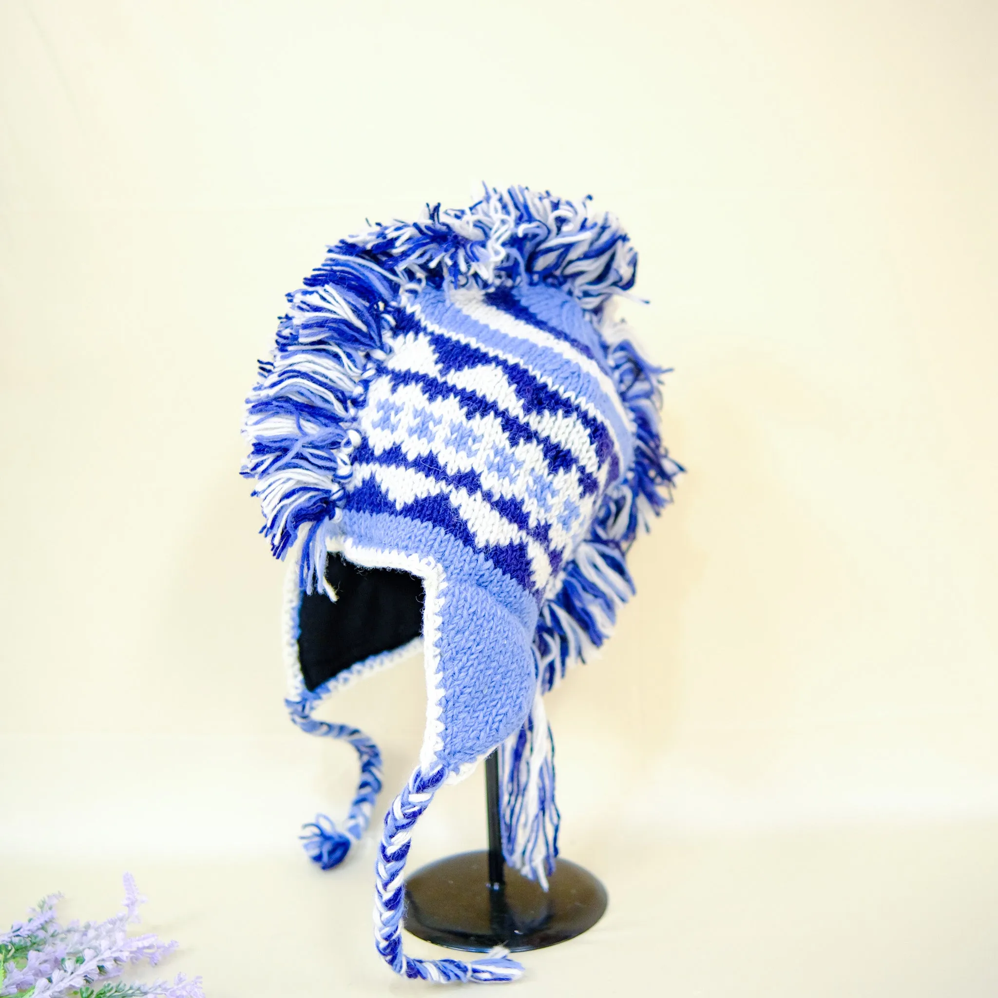 Handmade Mohawk Earflap Unisex  Merino Wool Hat