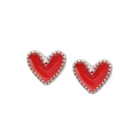 Heart Stud Earrings in Red