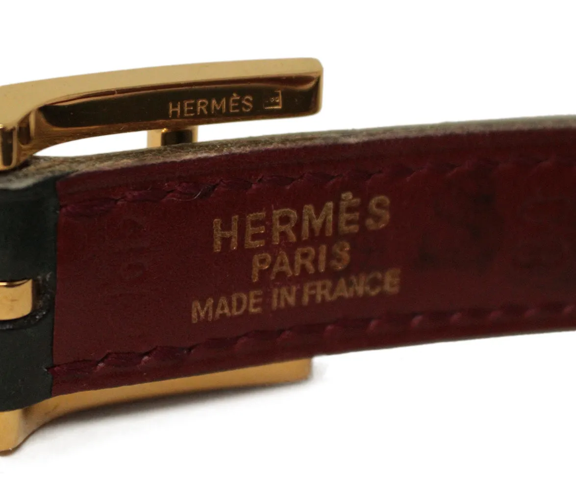 Hermes Hunter Green Leather Belt