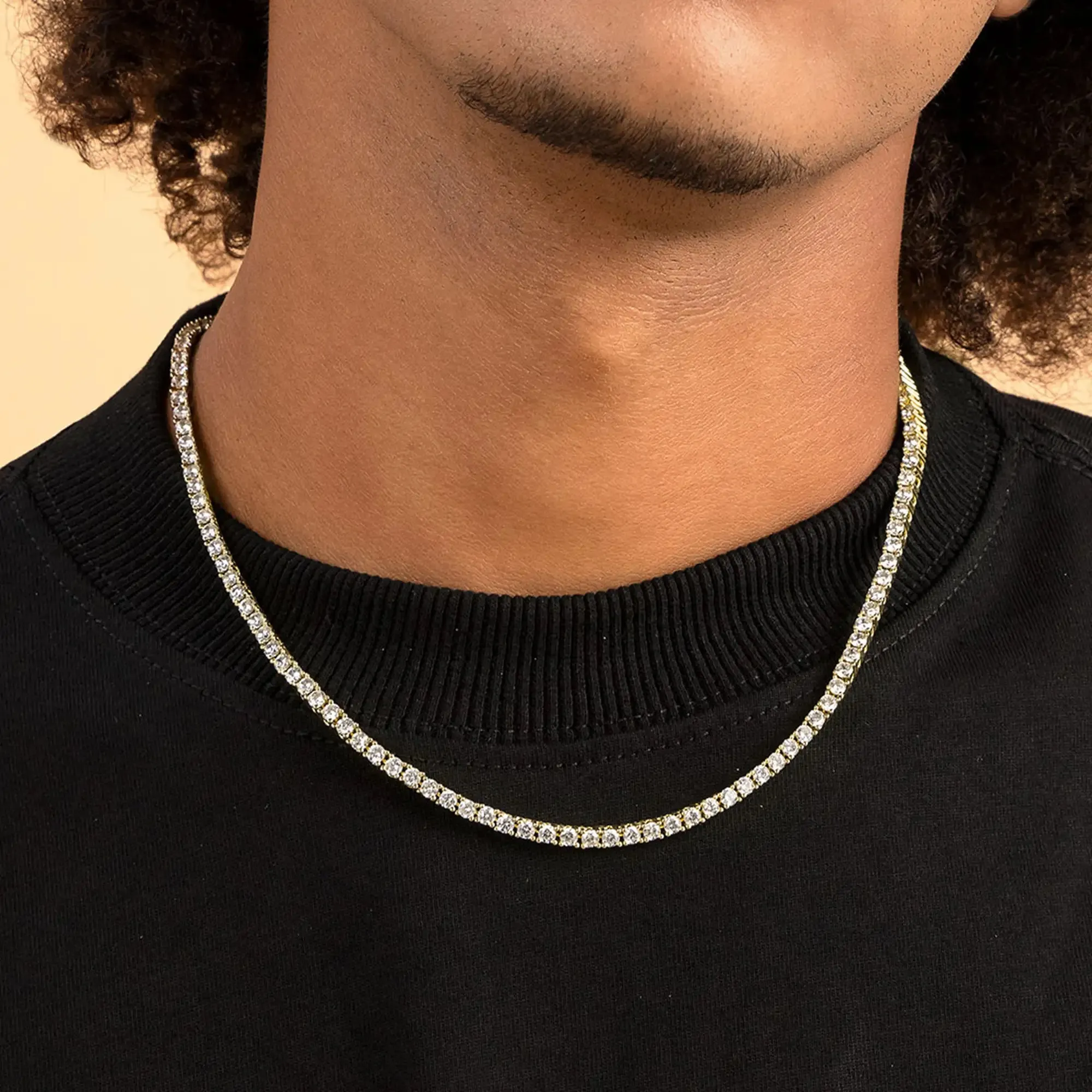 Iced Yellow Gold Tennis Chain - 3mm